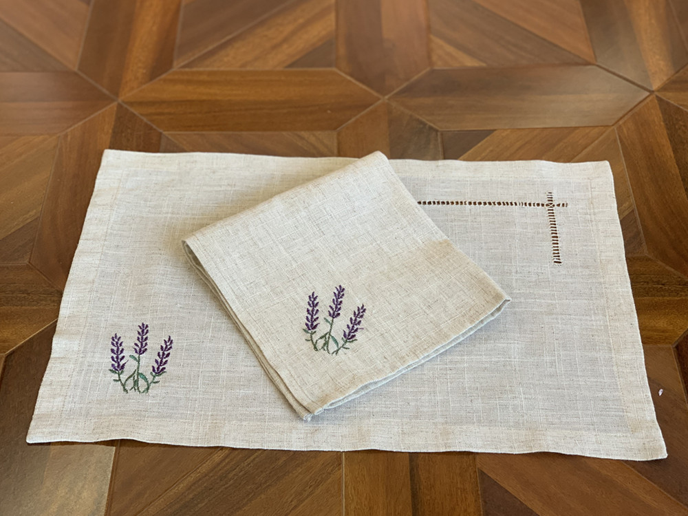 Monogrammed Handkerchief - Guardanapo/Sousplat com Bordado Hemstitch Provence, França,