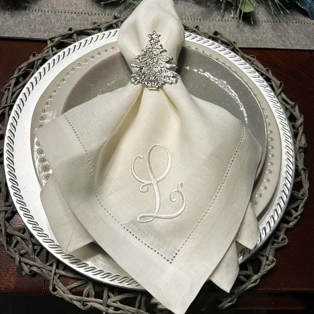 Monogrammed Handkerchief - Guardanapo quadrado luxuoso para mesa de