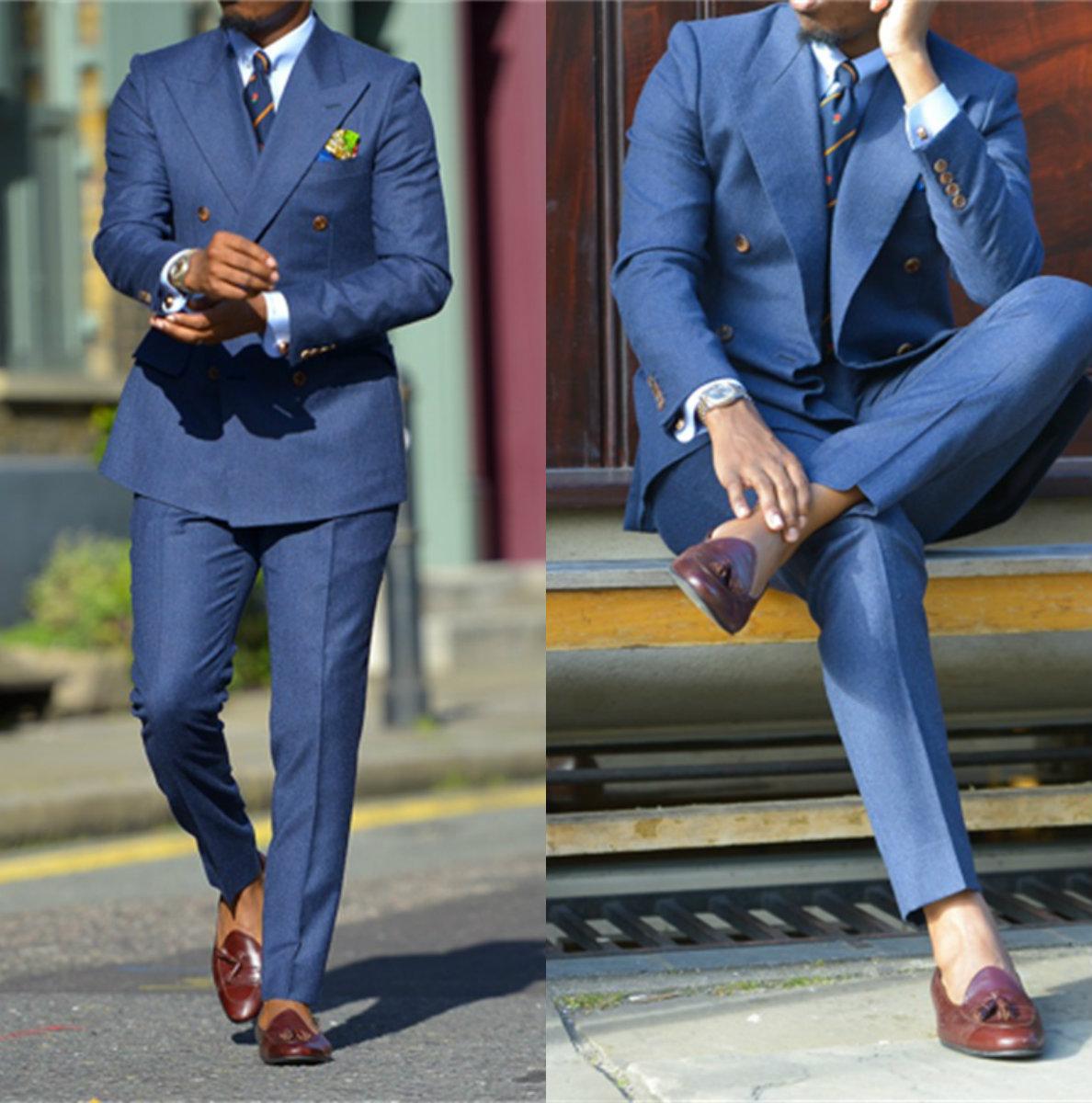 Men Formal Wear For Wedding - Fatos formais azuis escuros masculinos, smoking