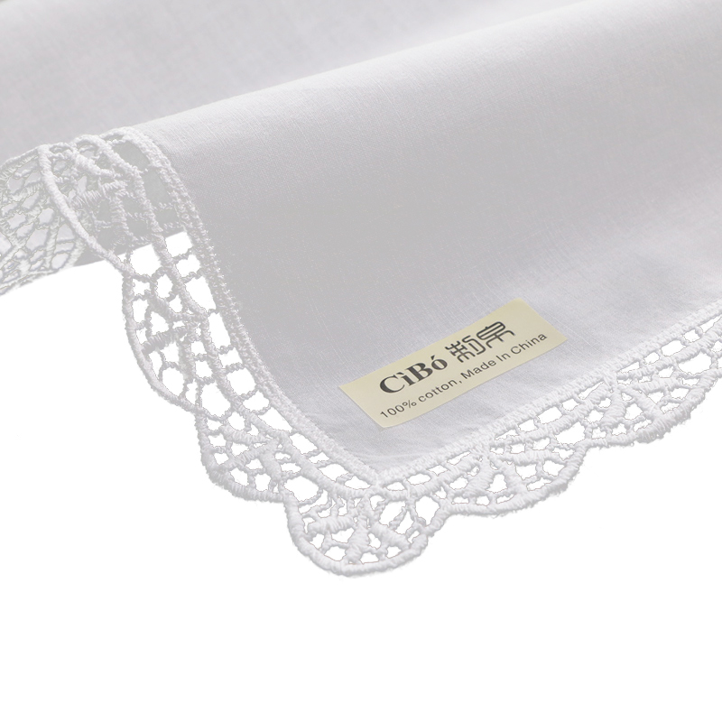 Monogrammed Handkerchief - D003 Lenços de Renda Brancos 100%