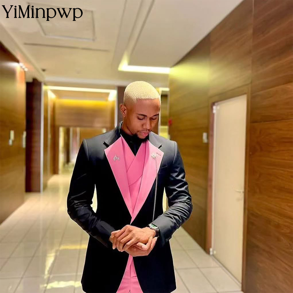 Men Formal Wear Clothes - Yiminpwp bonito terno masculino rosa cor