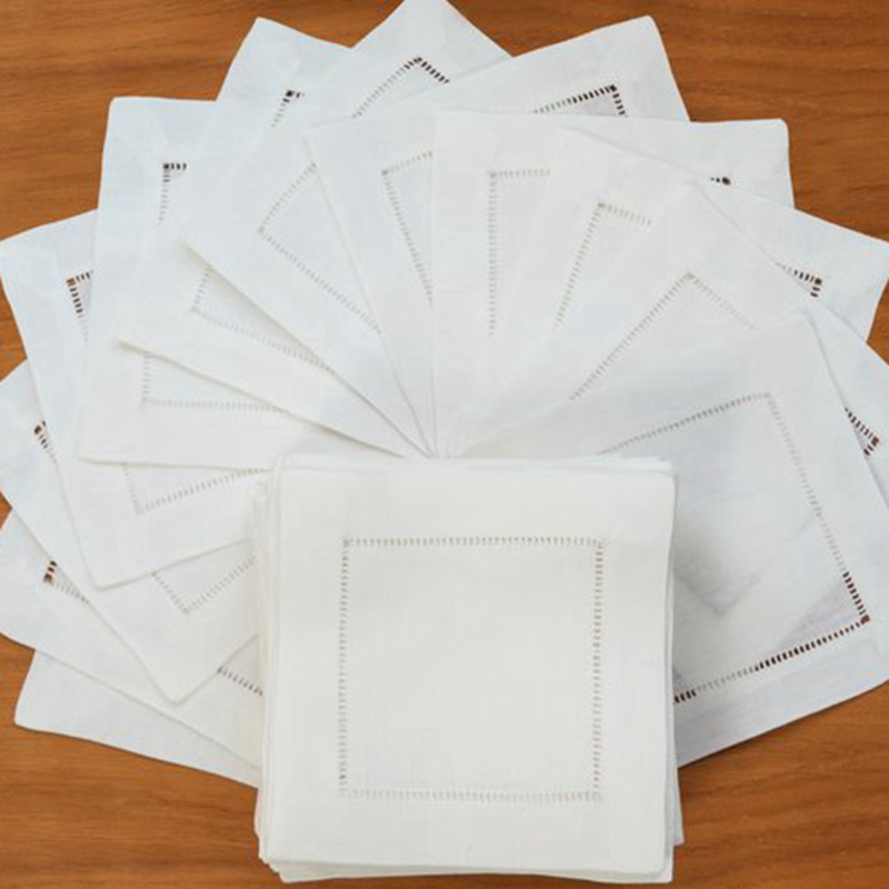 Monogrammed Handkerchief - 12 peças guardanapo de coquetel branco