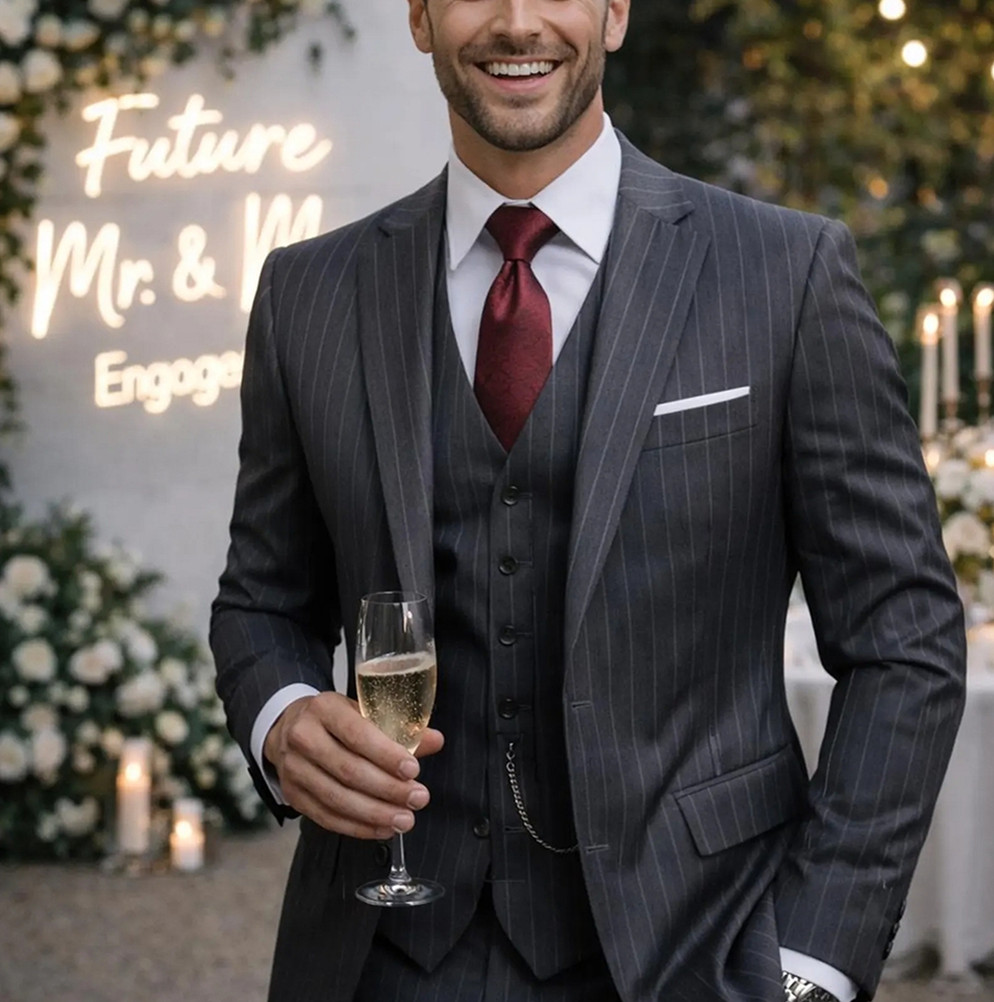 Men'S Formal Wear For Engagement - Elegante Terno de Casamento em 3