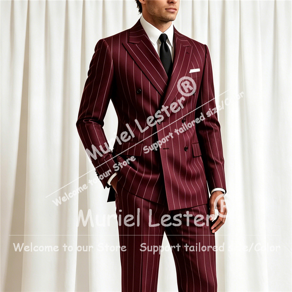 Men Formal Wear Pants - Terno Elegante com Listras para Homens,