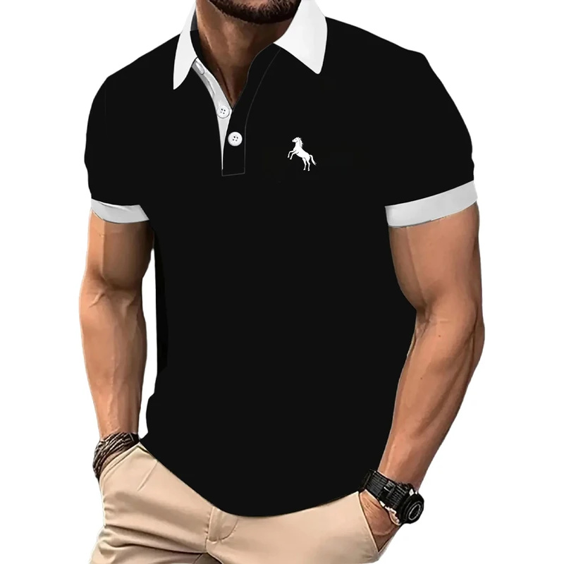 Men Formal Wear Clothes - Camisa polo masculina, manga curta, cor
