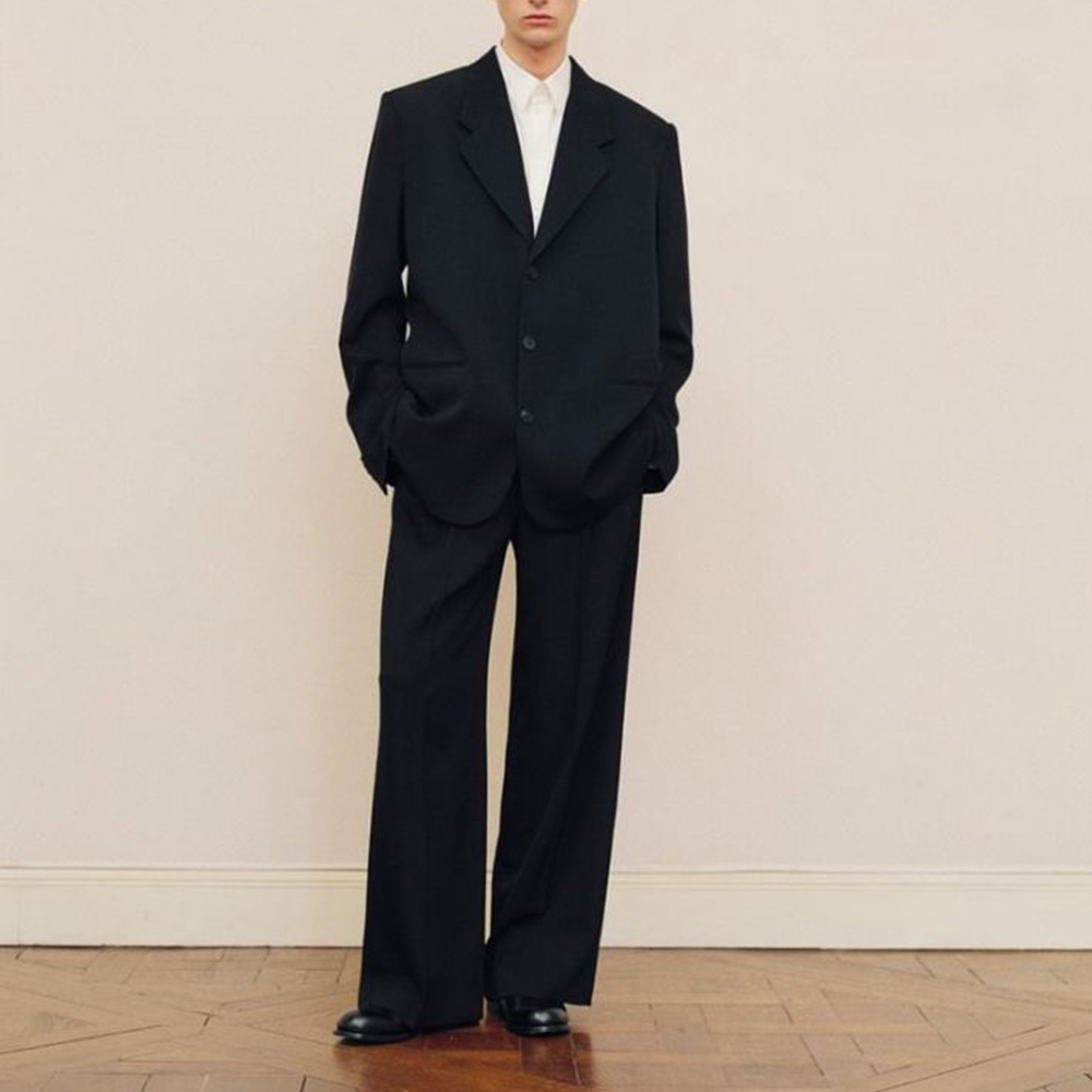 Men Formal Wear For Wedding - Conjunto de terno preto oversized masculino