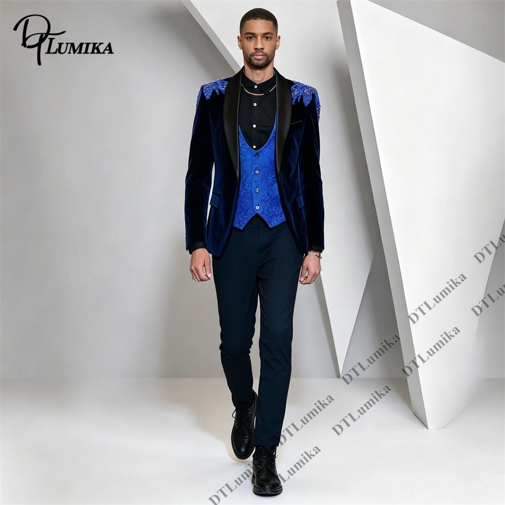 Men Formal Wear For Wedding - Conjunto Masculino Peagent de 3 Peças