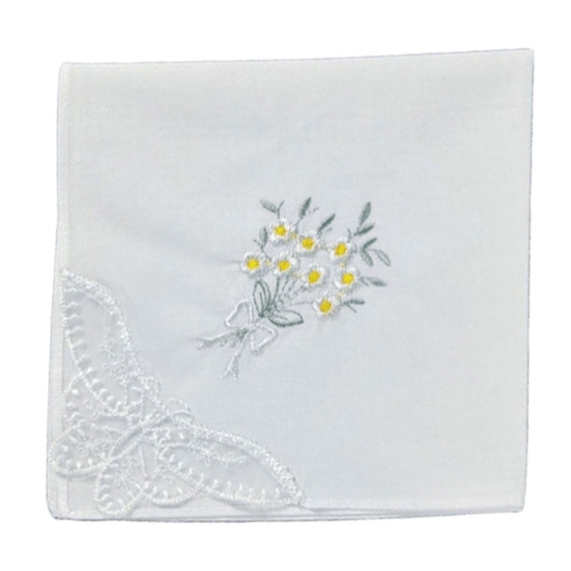 Lenço elegante bordado flor co - Monogrammed Handkerchief avaliação e preço