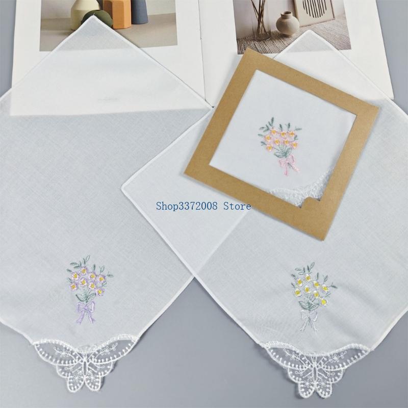 Lenço elegante bordado flor co - Monogrammed Handkerchief avaliação e preço
