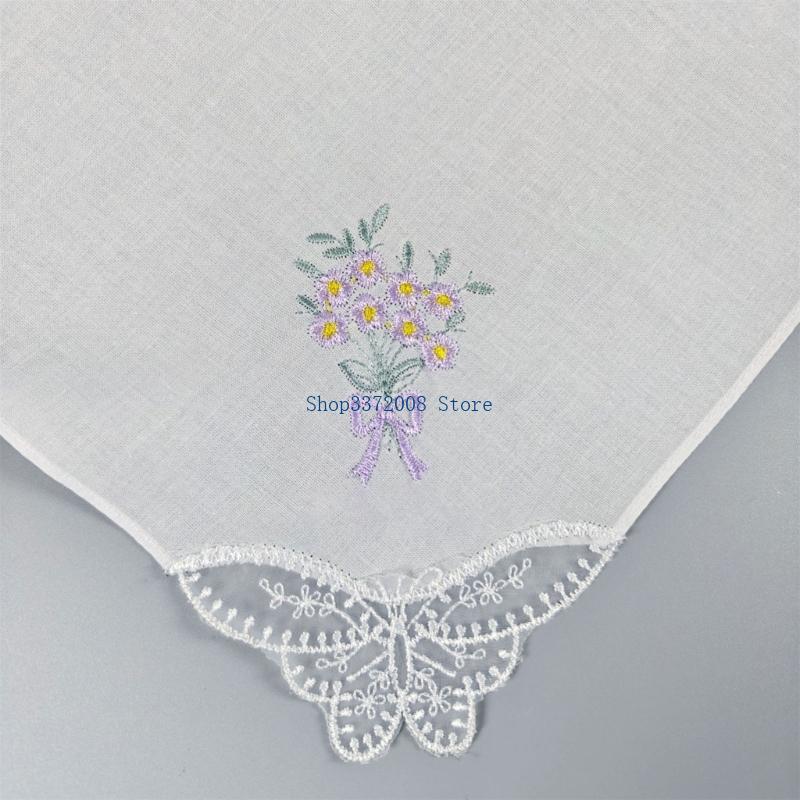 Lenço elegante bordado flor co - Monogrammed Handkerchief avaliação e preço