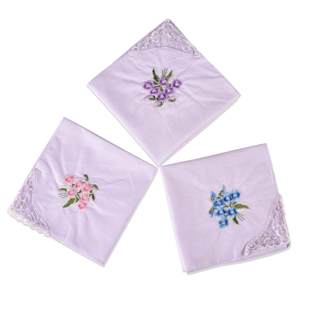 3 pçs de luxo algodão feminino - Monogrammed Handkerchief avaliação e preço