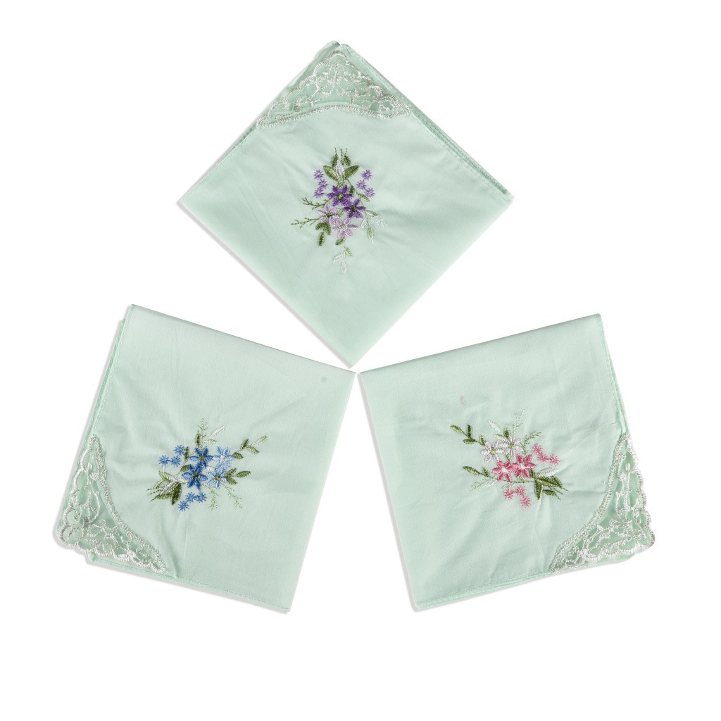 3 pçs de luxo algodão feminino - Monogrammed Handkerchief avaliação e preço