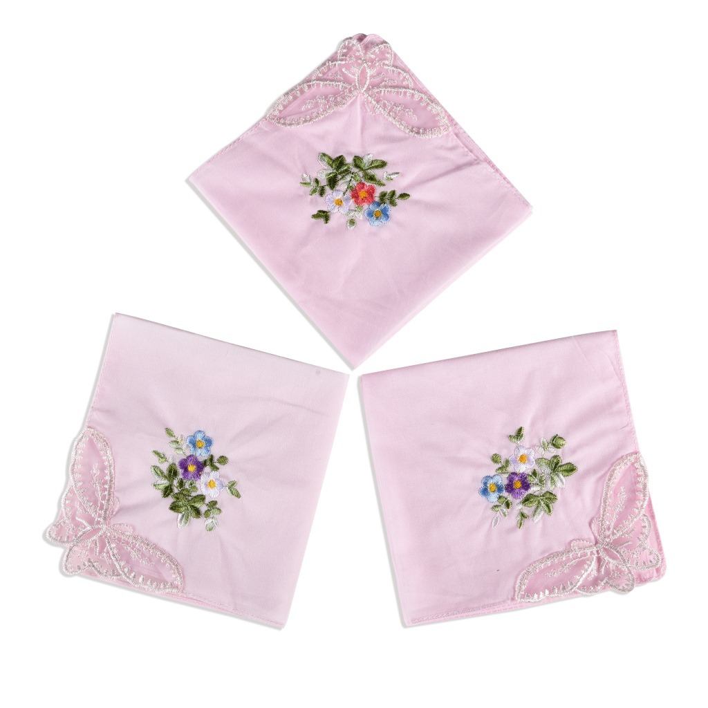 3 pçs de luxo algodão feminino - Monogrammed Handkerchief avaliação e preço