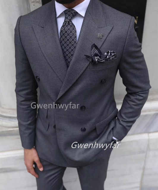 Gwenhwyar Grey Double Breasted - Men Formal Wear Clothes avaliação e preço