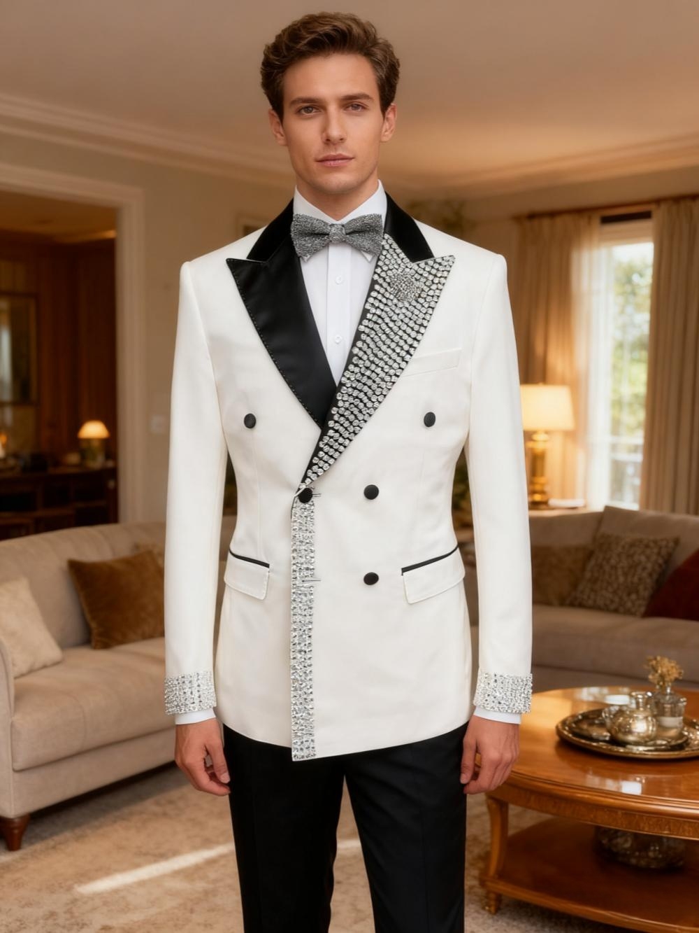 Deslumbrante luxo frisado masc - Men'S Formal Wear For Engagement avaliação e preço